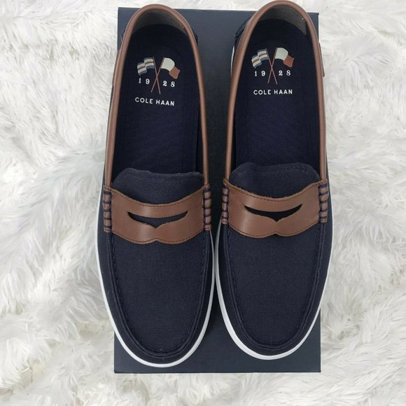 COLE HAAN Blue & Chestnut Nantucket Loafers -10.5M - Picture 5 of 12